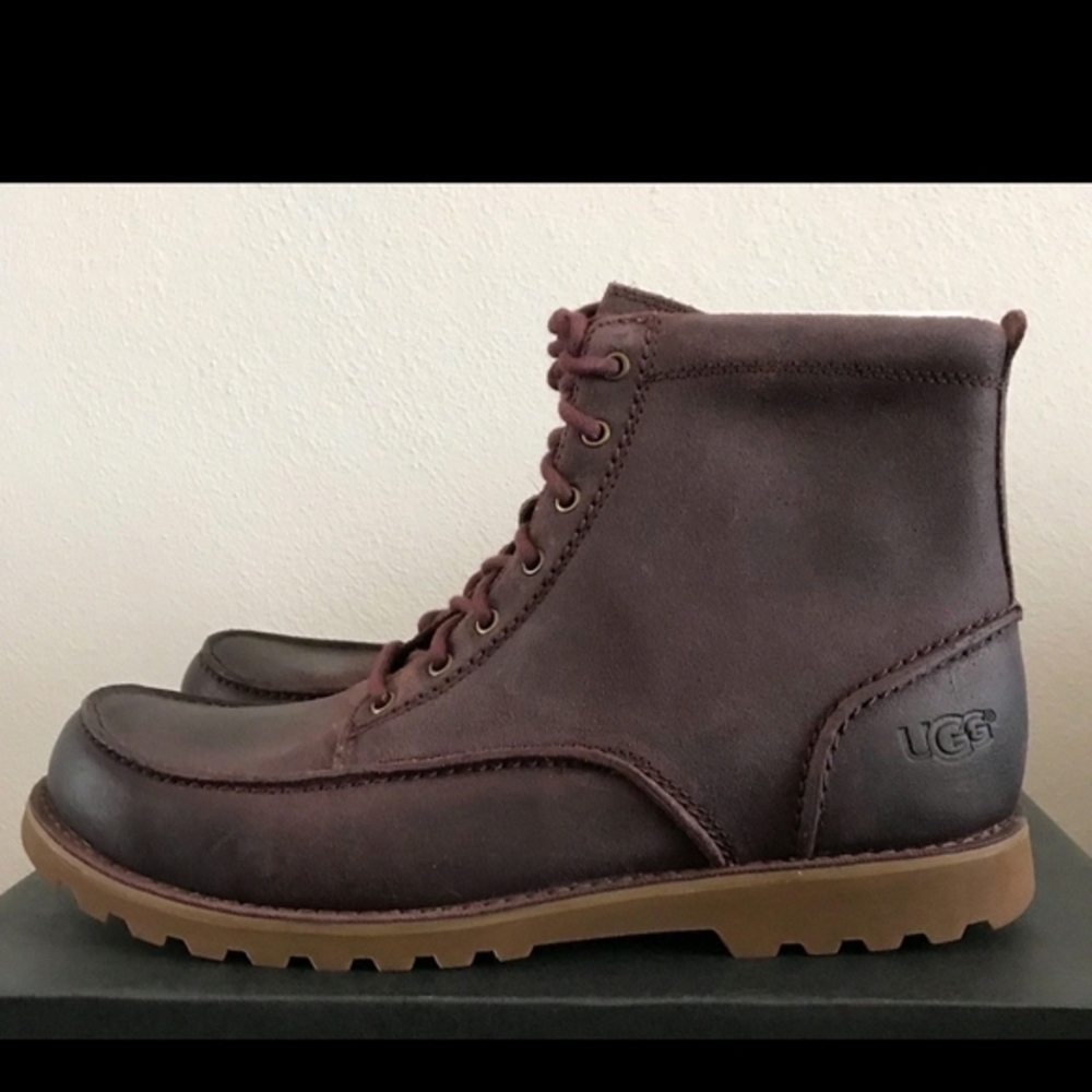 UGG Fallbrook Hiking Boots Casual Cordovan Dark Brown Leather Men's Size 8.5 - Picture 11 of 13